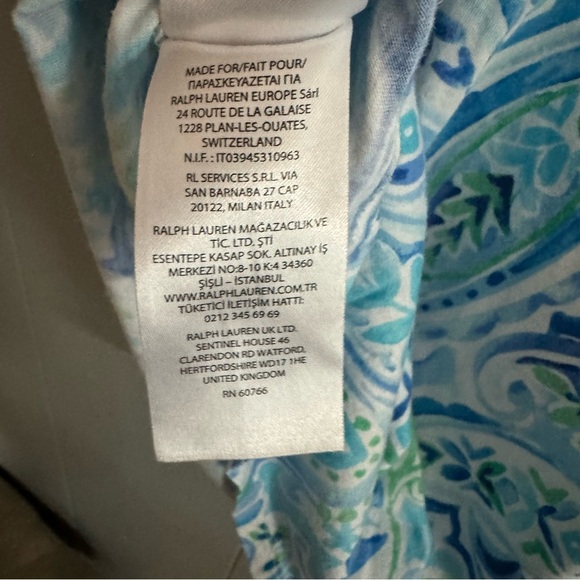 LAUREN RALPH LAUREN 2 Strap Blue Green Cotton Viscose Babydoll Nightgown Size L - Picture 9 of 9